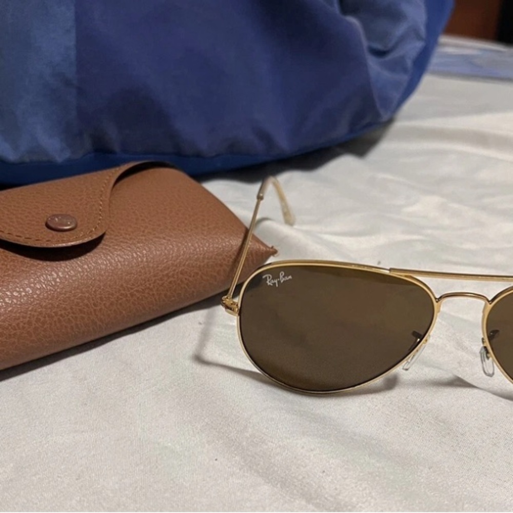 Ray-Ban Gold Frame Sunglasses with Brown Lenses